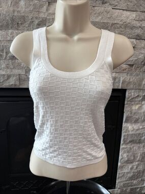 Abercrombie & Fitch White Textured Tank Top